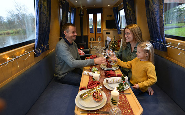 Winter cruising through the countryside on a canal boat holiday