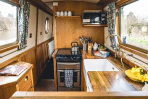 Poppy narrowboat galley
