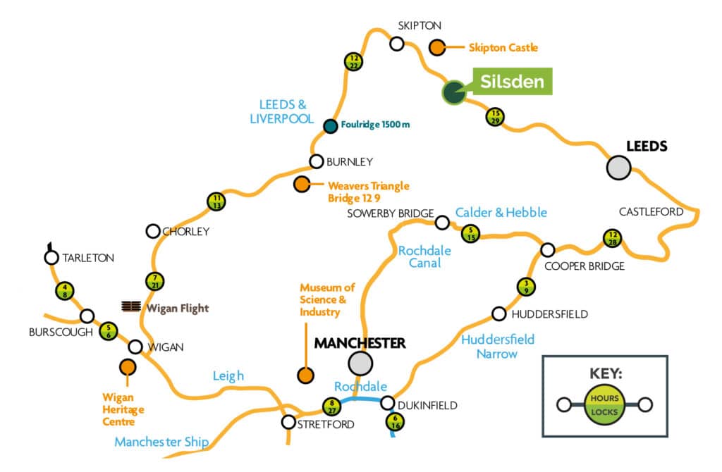 Canal map for canal boat holidays from Silsden